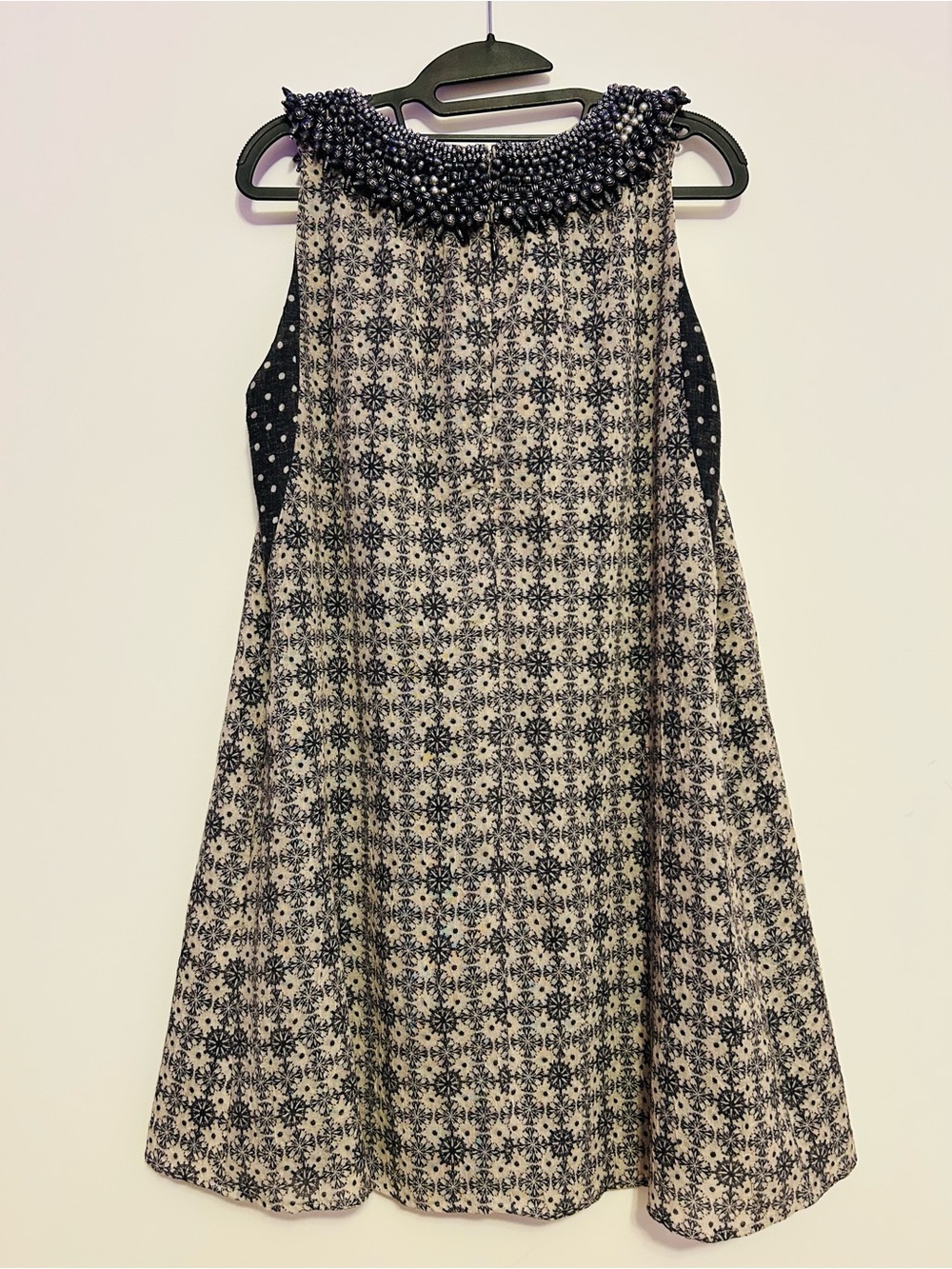 Gryphon NY Beaded Collar Mixed Print Dress Silk Lining - Picture 5 of 12